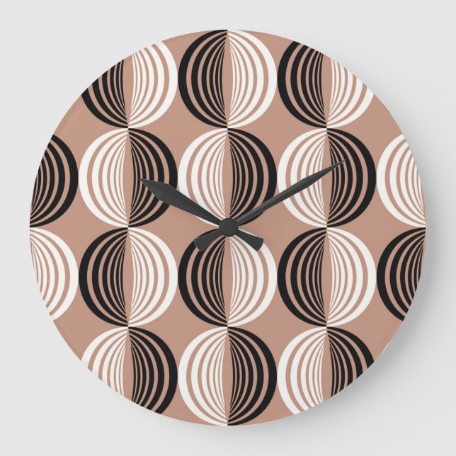 Geometric Brown Circles Sömlös design Stor Klocka (Framsida)