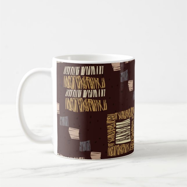 Geometric Brown Ethnic Tribal Background Kaffemugg (Vänster)
