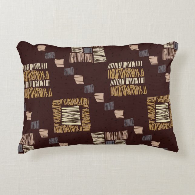 Geometric Brown Ethnic Tribal Background Prydnadskudde (Framsidan)