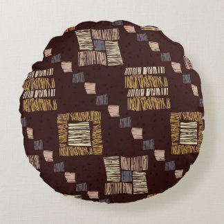 Geometric Brown Ethnic Tribal Background Rund Kudde