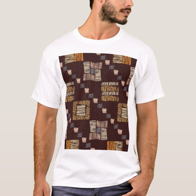 Geometric Brown Ethnic Tribal Background T Shirt (Framsida)