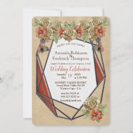 Geometric Brown Leather Art Wedding bjudande Inbjudningar