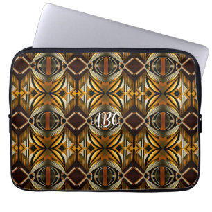 Geometric Brown och Guld Geometric Mönster Laptop Fodral