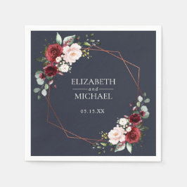 Geometric Burgundy Blue Bröllop Napkin Pappersservett