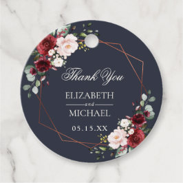 Geometric Burgundy Blue Elegant bröllop Gåvor Etiketter