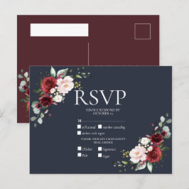 Geometric Burgundy Blue-OSA av koppar Inbjudan Vykort