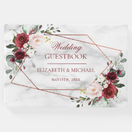 Geometric Burgundy Marble Elegant bröllop Gästböcker