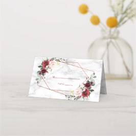 Geometric Burgundy Marble Elegant bröllop Placeringskort