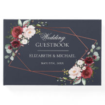 Geometric Burgundy Navy Elegant bröllop