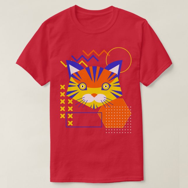 Geometric Cat Ansikte Abstrakt Shapes T Shirt (Design framsida)