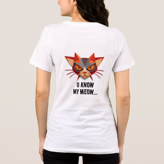 Geometric Cat Ansikte Illustration T Shirt (Baksida)