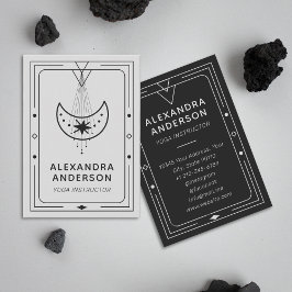 Geometric Celestial Crescent Måne Yoga Instructor Visitkort