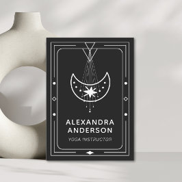 Geometric Celestial Crescent Måne Yoga Instructor Visitkort