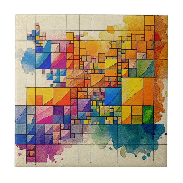 Geometric Ceramic Tile, liten (4,25 x 4,25 tum) Kakelplatta (Framsidan)