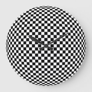 Geometric Checkered Illusion: Vintage Artistry. Stor Klocka