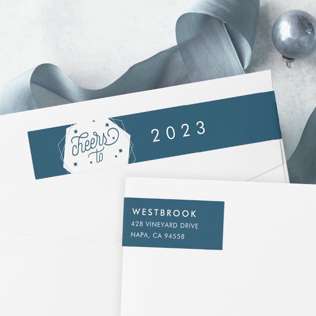 Geometric Cheer | Returadress på nyår Etikettband (Skapare uppladdad)