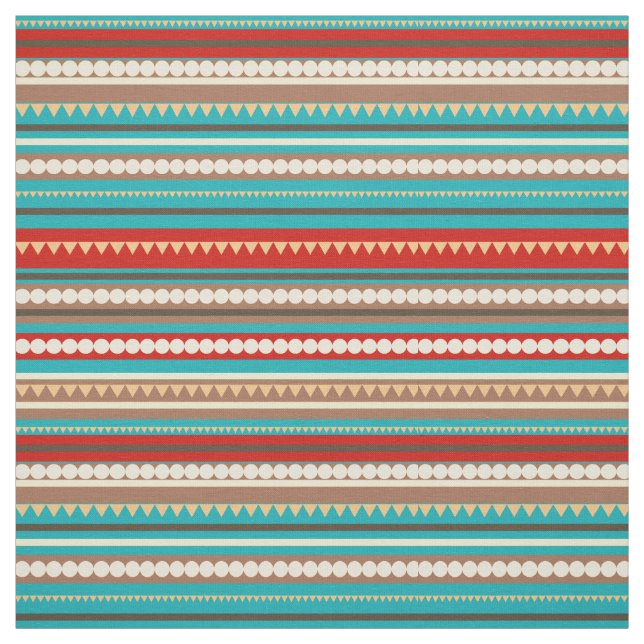 Geometric Chevron och Rand Aqua Tyg (Provkarta)