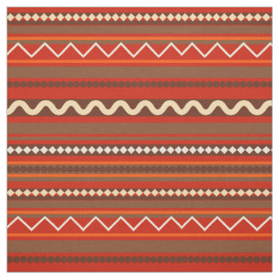 Geometric Chevron och Rand Red Tyg