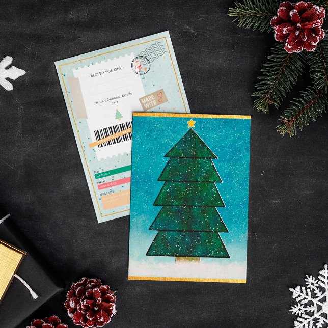 Geometric Christmas Tree Ticket Family Gift Coupon (Skapare uppladdad)