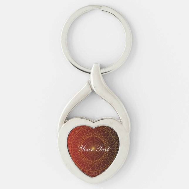 Geometric Circle Guld-röd lyx för modern abstrakt Twisted Heart Silverfärgad Nyckelring (Framsidan)
