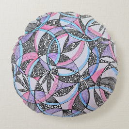 Geometric Circles Kaleidoscope Round Pillow Rund Kudde