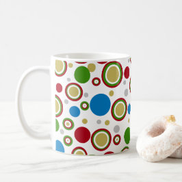Geometric Circles Red Grönt Blue Silver Guld Kaffemugg