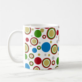 Geometric Circles Red Grönt Blue Silver Guld Kaffemugg