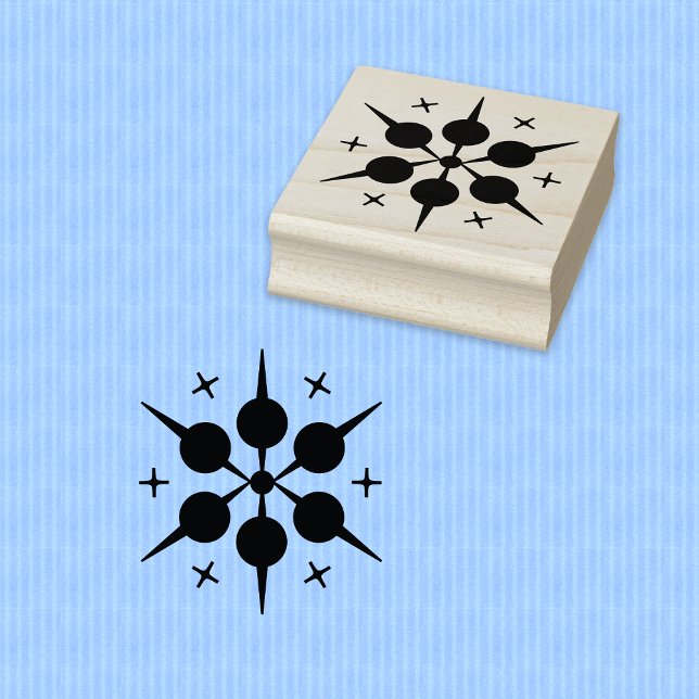 Geometric Circles Wood Art Frimärke Stämpel (Snowflake Geometric Circles Design Wood Art Stamp.)