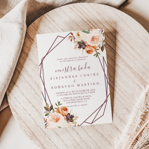 Geometric Classic Chic Boho Blommigt Nuestra Boda Inbjudningar