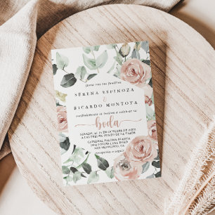 Geometric Classic Dusty Rosa ros Blommigt Boda Inbjudningar