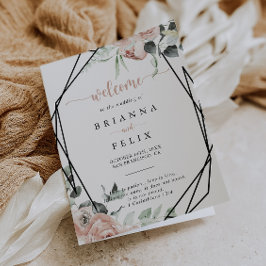 Geometric Classic Rosa ros Blommigt, Bröllop Program