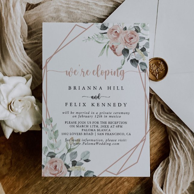 Geometric Classic Rosa ros Elopement Reception Inbjudningar (Skapare uppladdad)