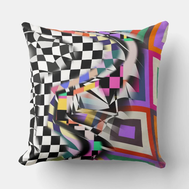 Geometric Collage Abstract Textile Pattern Kudde (Framsida)