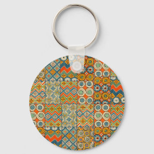 Geometric Colorful Antique Egyptian Graphic Art Nyckelring