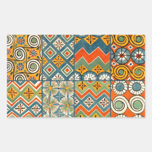 Geometric Colorful Antique Egyptian Graphic Art Rektangulärt Klistermärke