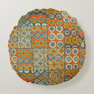 Geometric Colorful Antique Egyptian Graphic Art Rund Kudde