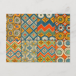 Geometric Colorful Antique Egyptian Graphic Art Vykort