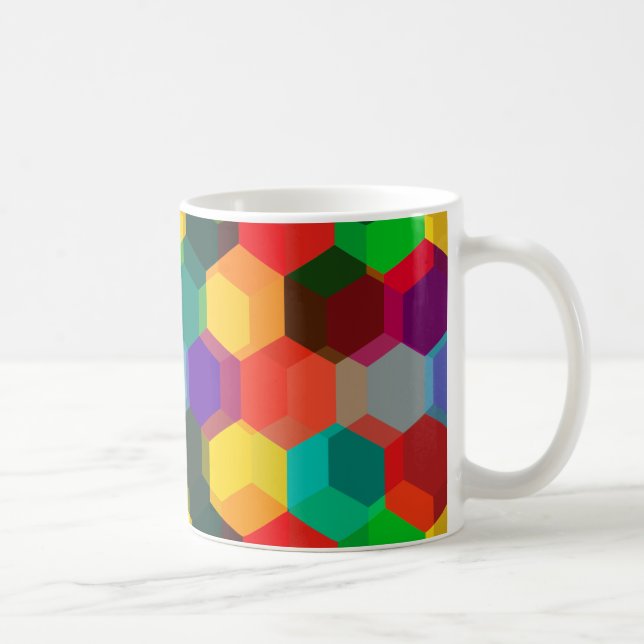 Geometric Colorful Hexagon Mönster Kaffemugg (Höger)