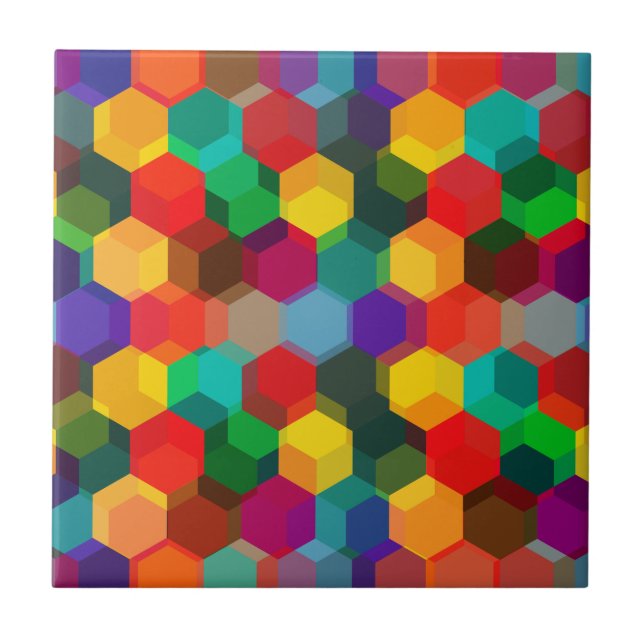 Geometric Colorful Hexagon Mönster Kakelplatta (Framsidan)
