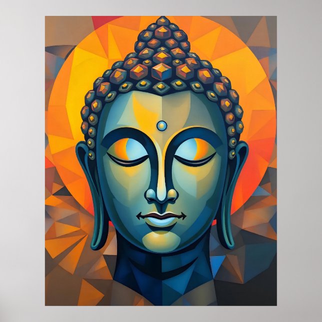 Geometric Colorful Modern Art | Abstrakt Buddha Poster (Framsidan)