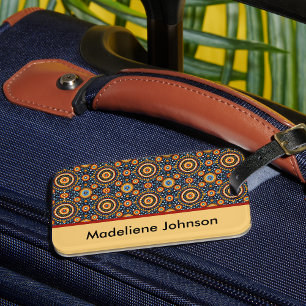 Geometric Colorful Red Guld Blue Tribal Circles Bagagebricka