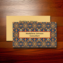 Geometric Colorful Red Guld Blue Tribal Circles Visitkort