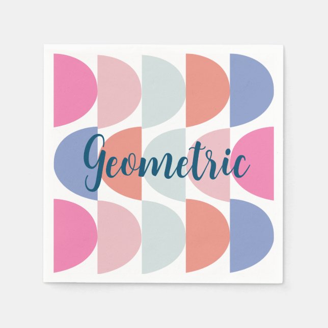 Geometric Colorful Semi Circle Geometric Party Pappersservett (Framsidan)