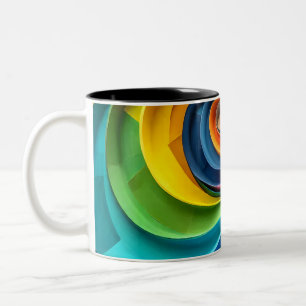 Geometric Colorful Swirls Digital Art Två-Tonad Mugg