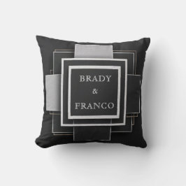 Geometric Contrast Lagrar Elegant Black Bröllop Kudde