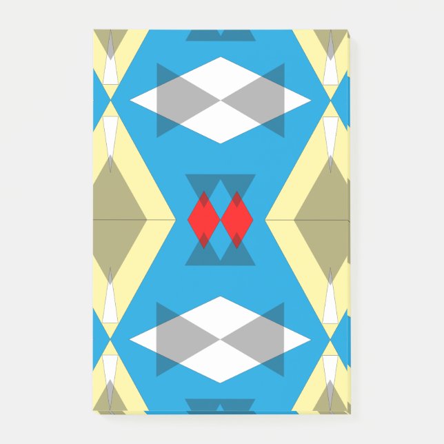 Geometric Convergence in Blue and Gold Post-it Block (Framsida)