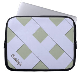 Geometric Crossing Pastel Blue Linjer med Namn Laptop Fodral