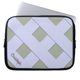 Geometric Crossing Pastel Blue Linjer med Namn Laptop Fodral