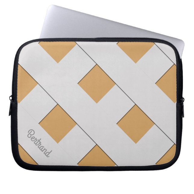 Geometric Crossing Pastel Grått Linjer med Namn Laptop Fodral (Framsidan)