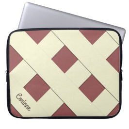 Geometric Crossing Pastel Gult Linjer med Namn Laptop Sleeve